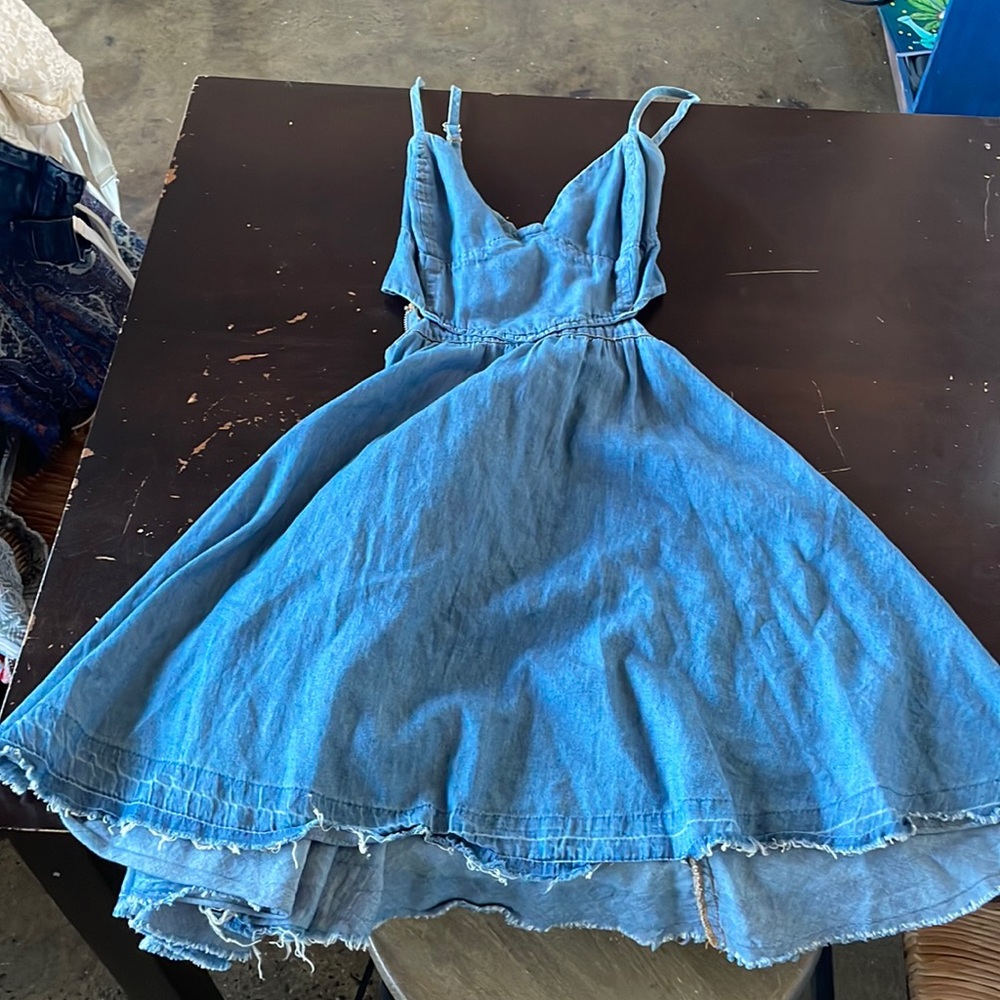 Denim, GUESS spaghetti strap mini dress with side cutouts